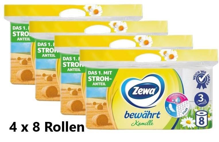 Zewa Toilettenpapier 3-lagig Kamille , 4 x Pack mit 8 x 150 Blatt
