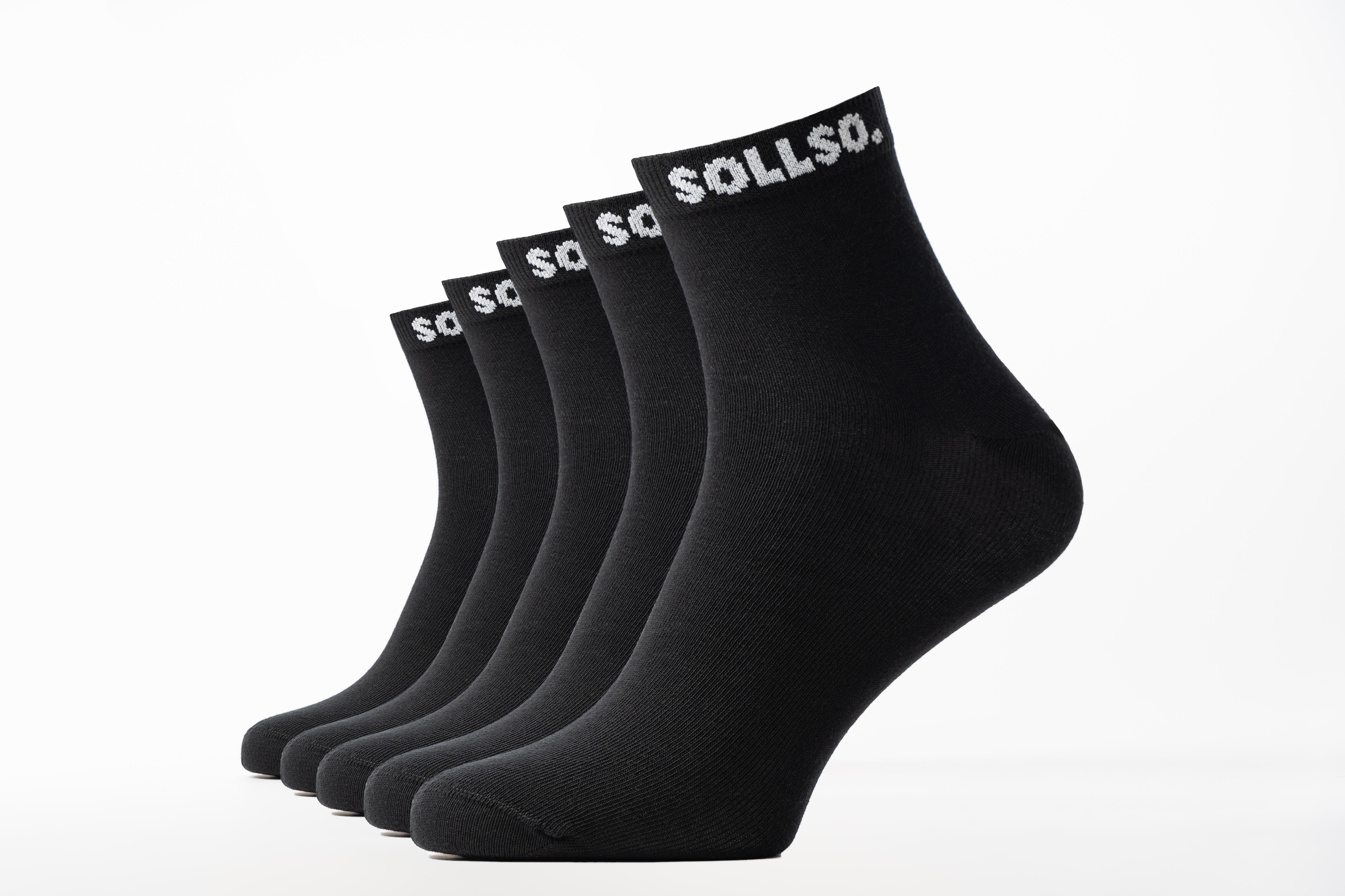 SOLLSO. Herren Sneakersocke, Farbe Schwarz, Größe 39-42, 5 Paar