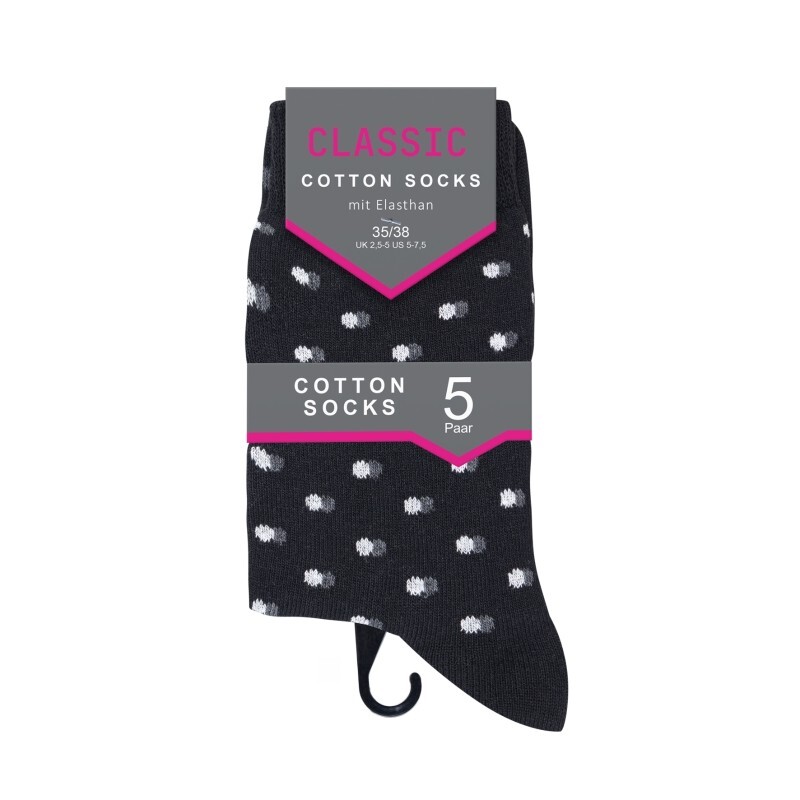 Damen Socken 63103, gemustert/uni, 2 x 5er-Pack, Gr.35/38