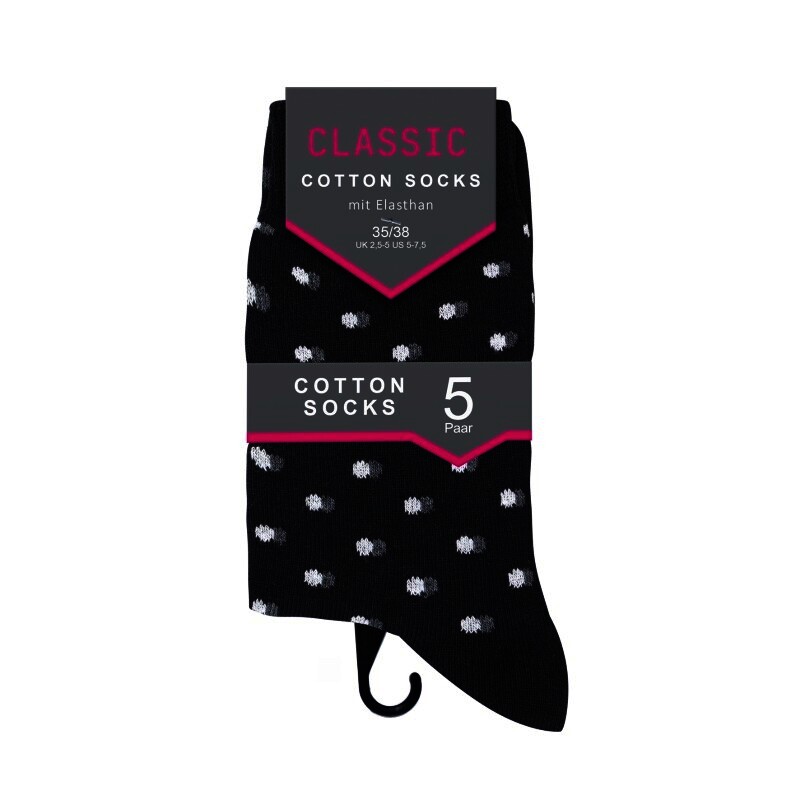 Damen Socken 63103, gemustert/uni, 5er-Pack, Gr.39/42