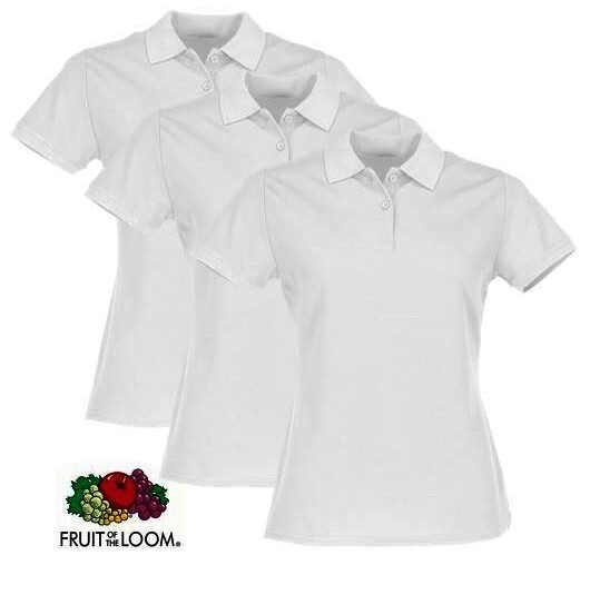 FOTL  Damen Premium-Poloshirt, 3er-Pack, weiß, Gr.S
