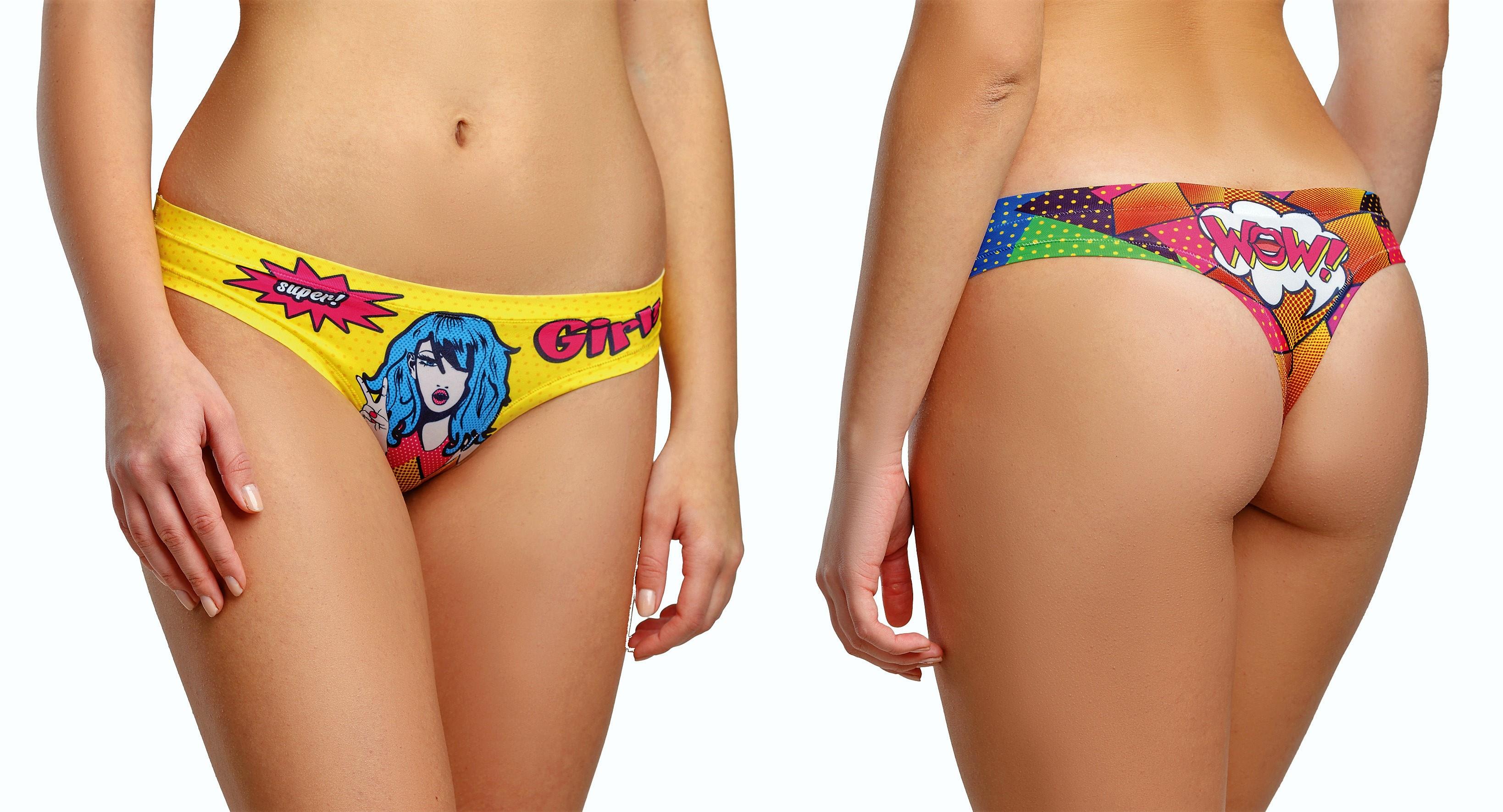 Memème COMIC FANS YELLOW Tanga, Größe L Memème COMIC FANS YELLOW Tanga, Größe L