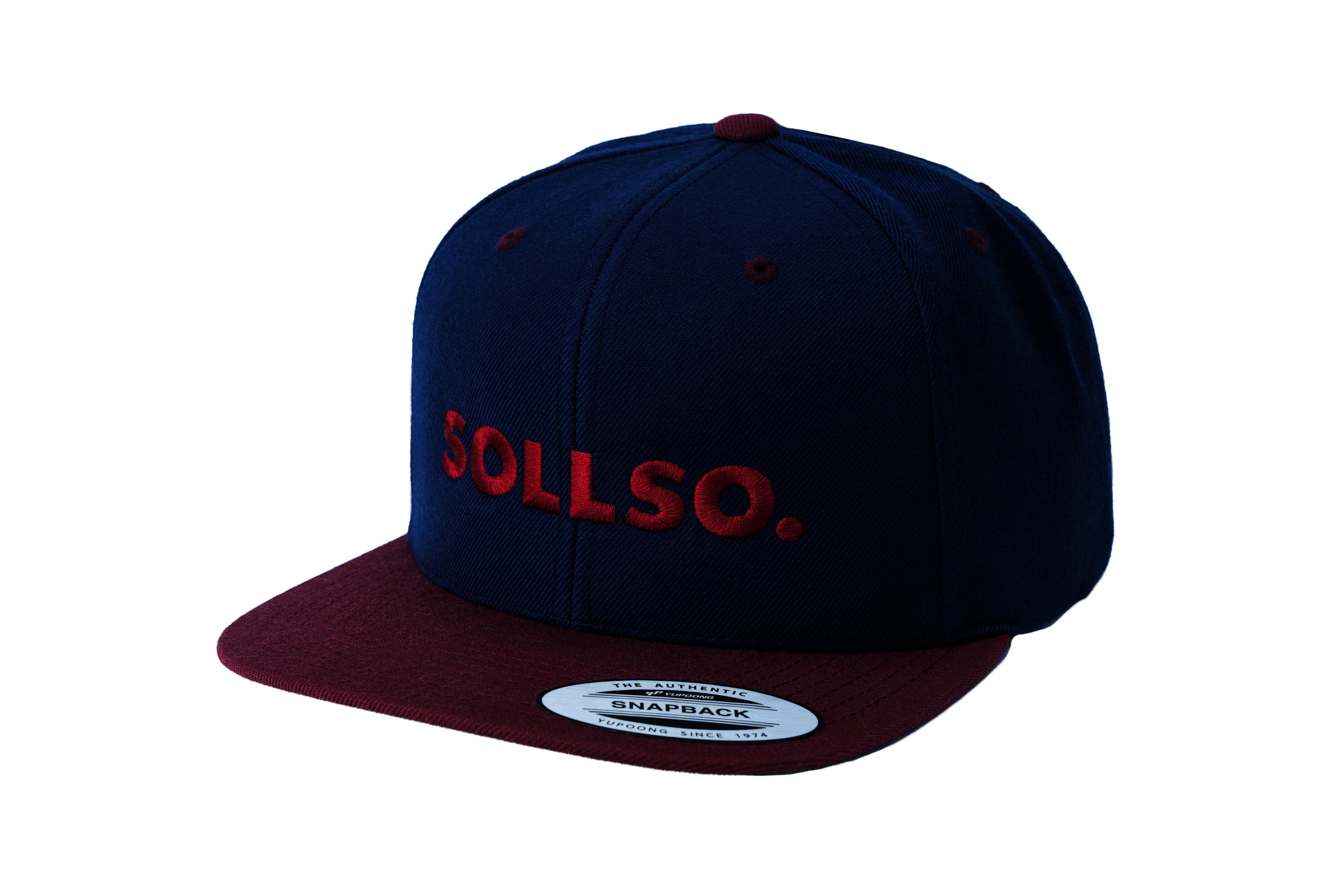 SOLLSO. Classic Snapback 2-Tone Cap, Navy-Maroon