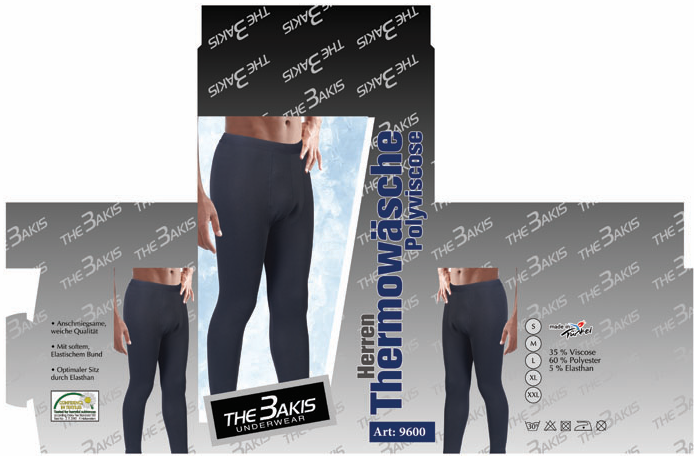 Herren Thermo Unterhose Schwarz Interlock, Größe 10