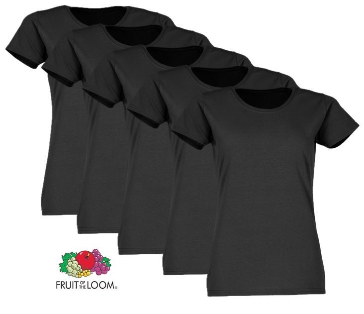 FRUIT OF THE LOOM  Valueweight Damen-T-Shirt, 10er-Pack, schwarz, Gr.XL