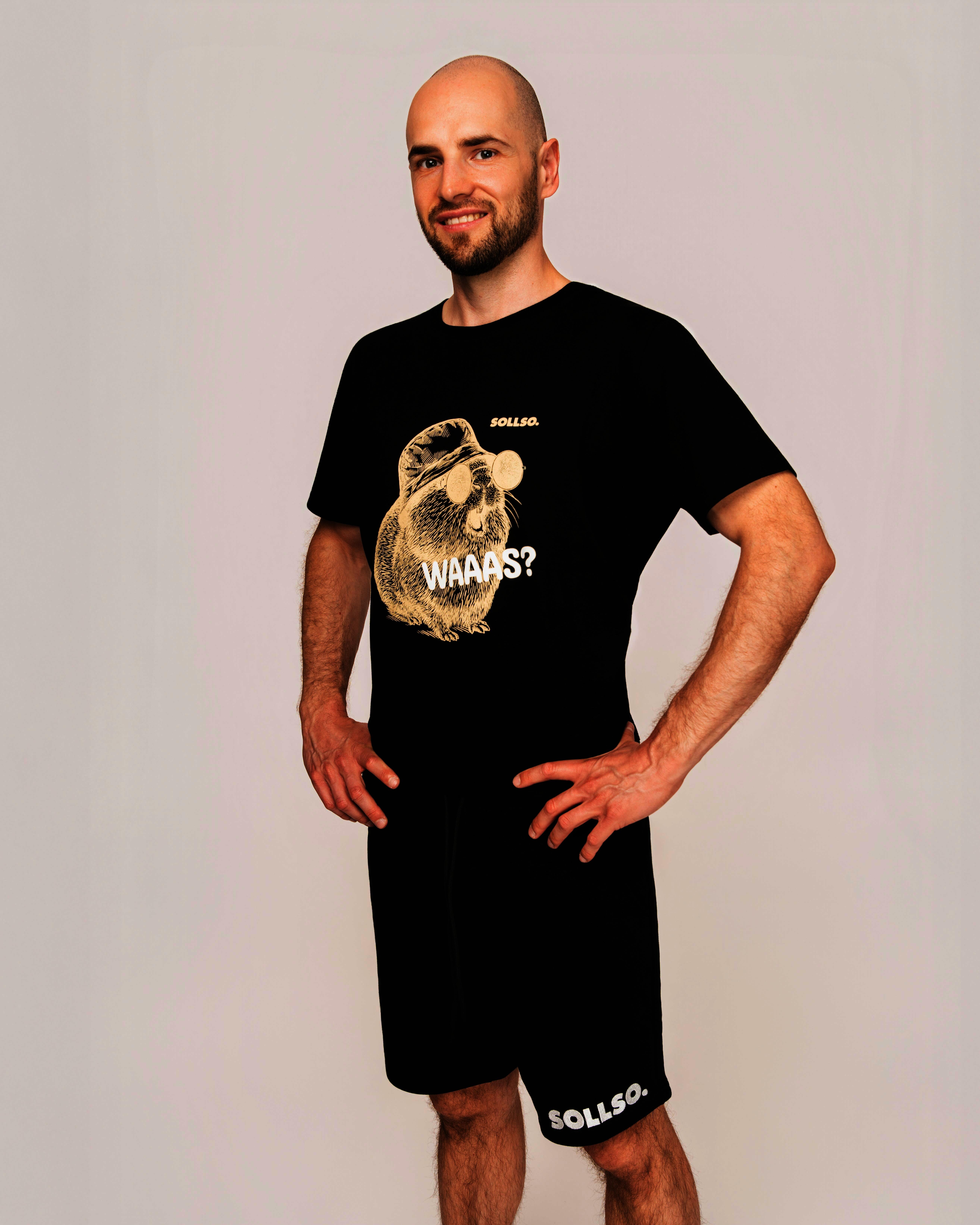 Sweatshorts „SOLLSO.“, Schwarz, Größe M