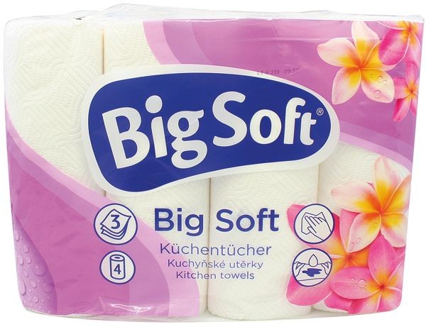 5 Packungen Big Soft Haushaltsrolle 3-lagig 4x45Blatt 25,5cm