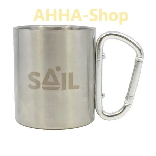 Kaffeebecher aus Edelstahl mit Karabinerhaken im 4er-Set