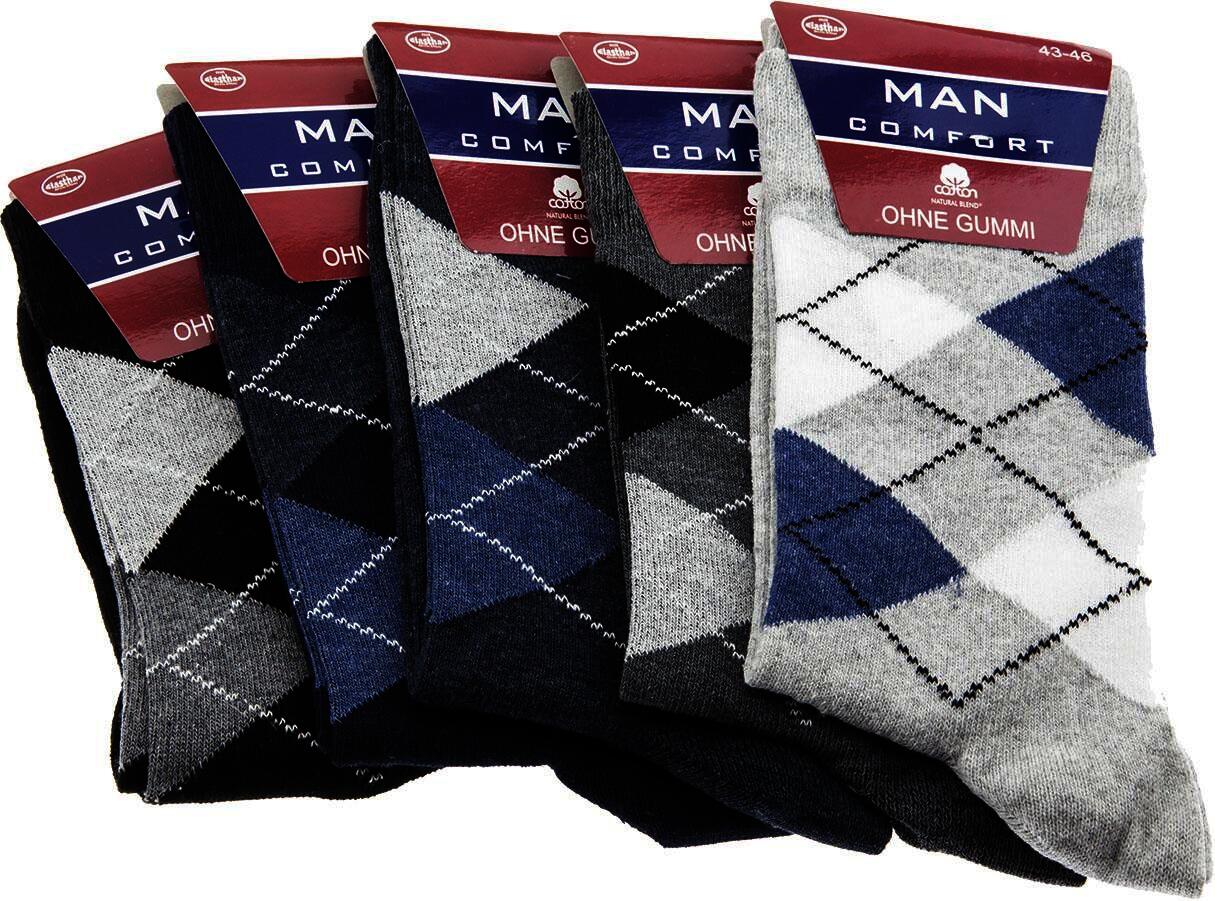 Herren Socken ohne Gummizug "Karomuster", mehrfarbig, Art. 1585, 1 Pack