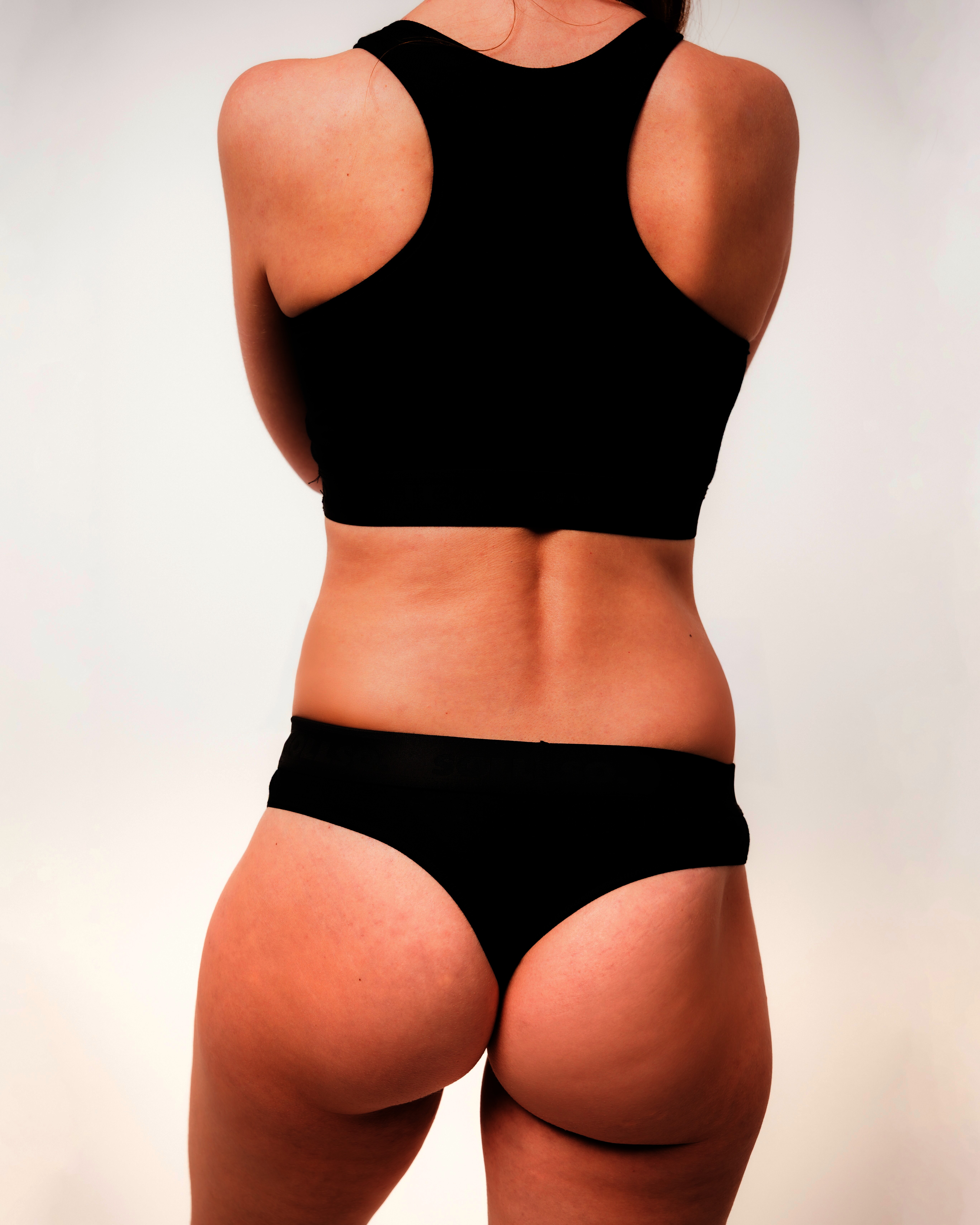 Damen Set Bustier/Tanga, Bambusviskose, Schwarz, Gr.L