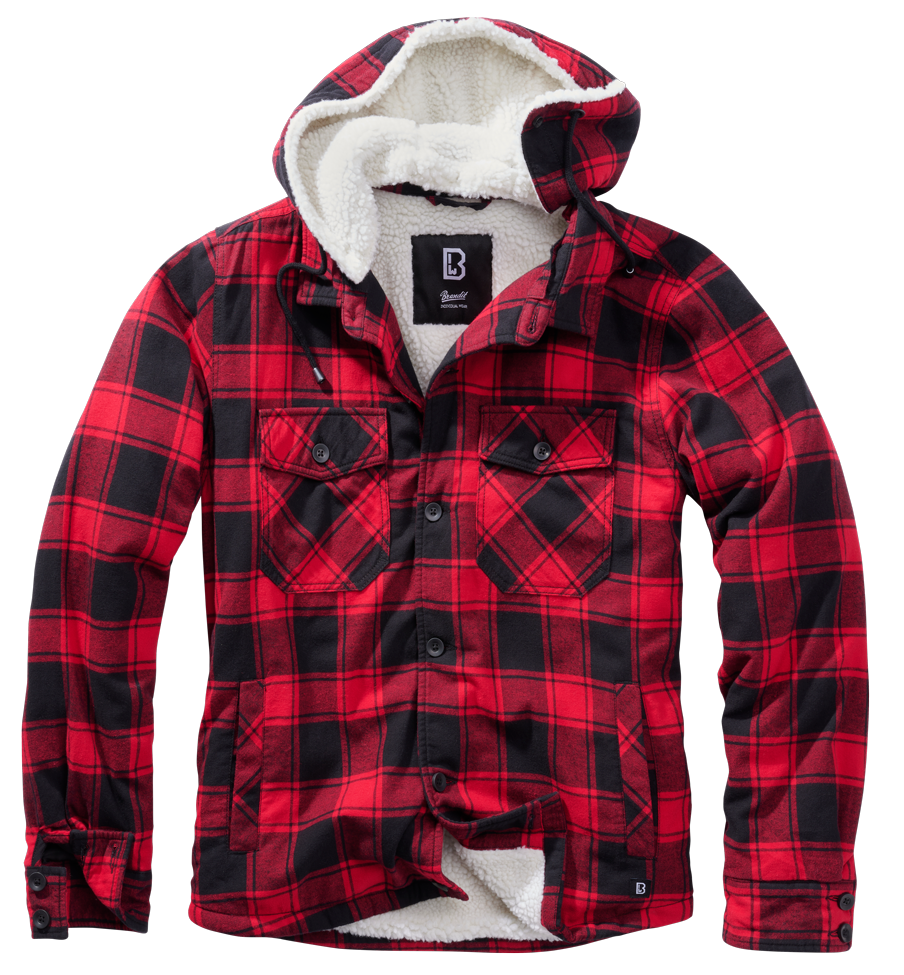 Brandit Lumberjacket hooded rot/schwarz, Größe 3XL