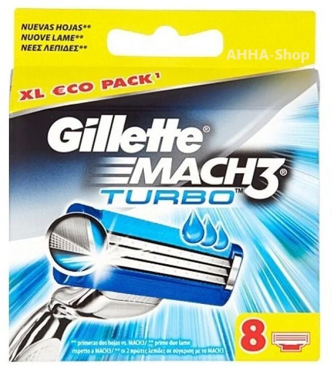 Gillette Mach3 Turbo Rasierklingen, 8 Stück/Pack