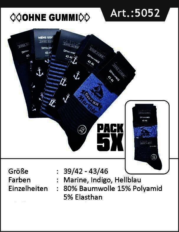 Herren Socken ohne Gummizug "Marine", mehrfarbig, Art. 5052, Gr.39-42, 10er-Pack
