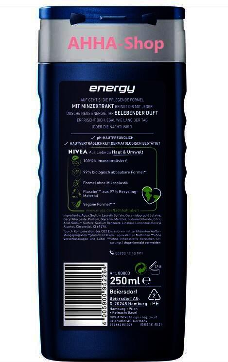 NIVEA Men 3 in 1 Duschgel „ENERGY“, 4 x 250 ml