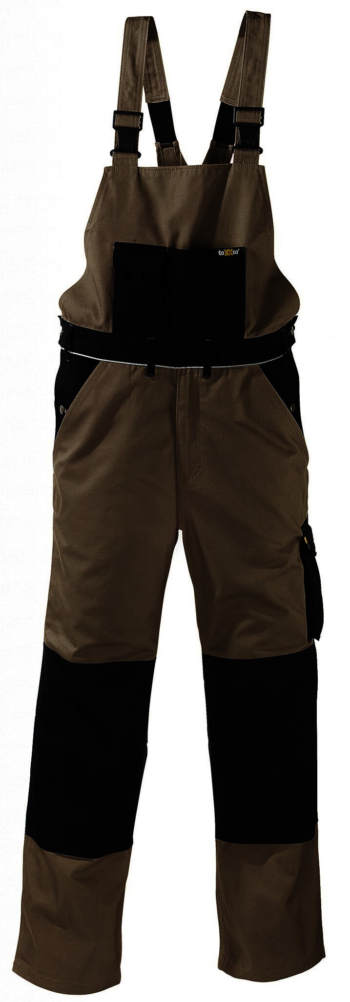 Canvas-Latzhose (320 g/m²) „AMAZONAS” Farbe khaki/schwarz, Größe 28