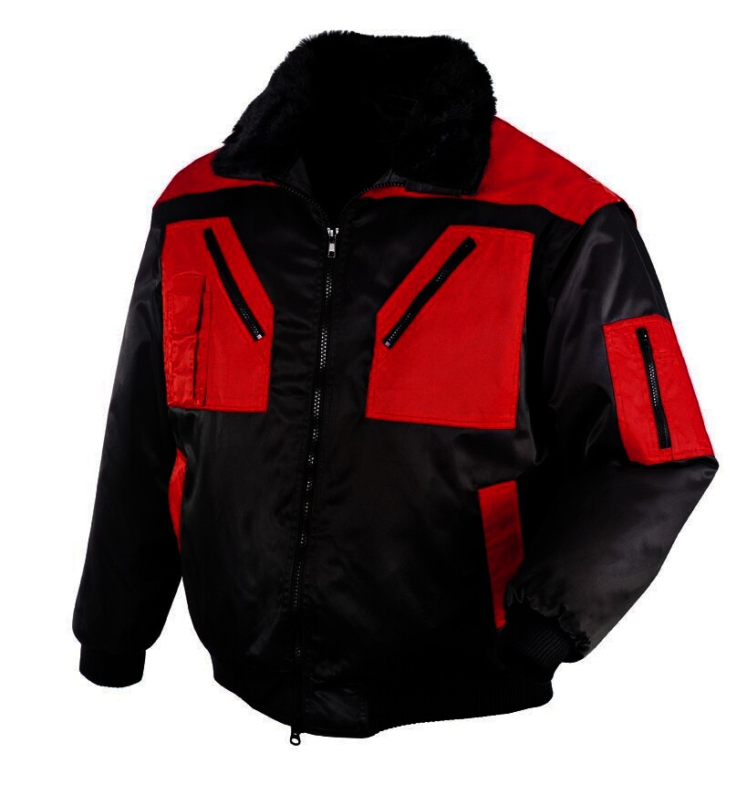 teXXor Piloten Oslo Arbeitsjacke mit abnehmbaren Ärmeln schwarz/rot, 4180