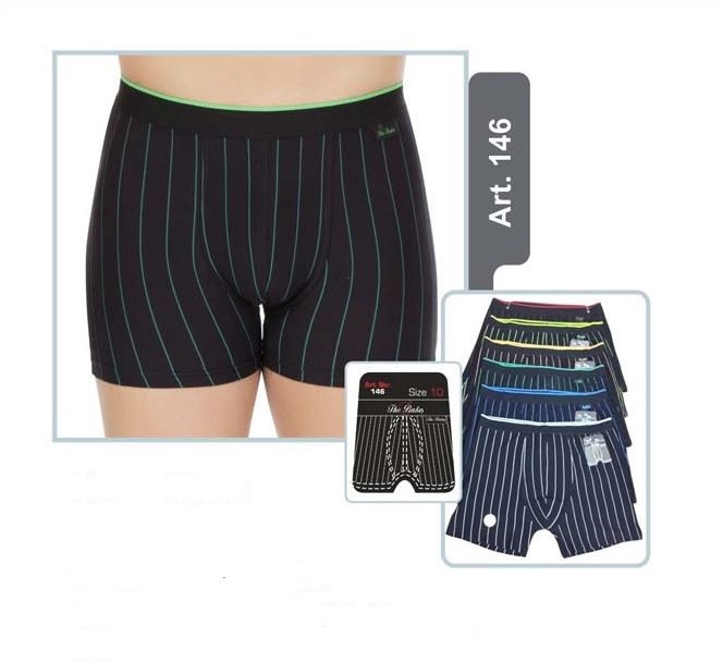 Herren Boxershort Feinripp schwarz mit farbigen Streifen, 3 Stück, Größe 9