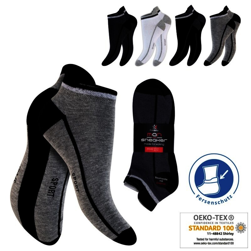 Herren Sneaker-Socken 72180 , Gr. 43/46, farbig gem., 4 x 4er-Pack
