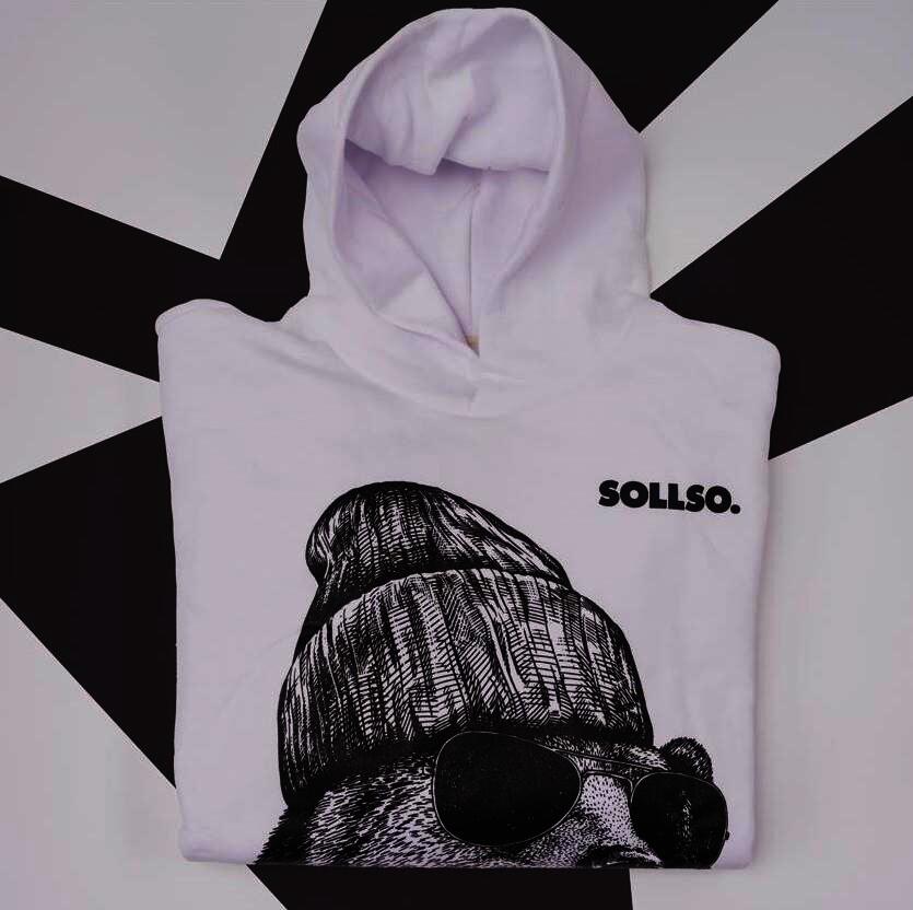 SOLLSO. Hoodie „Winterbear“, Farbe Melange White, Größe 3XL