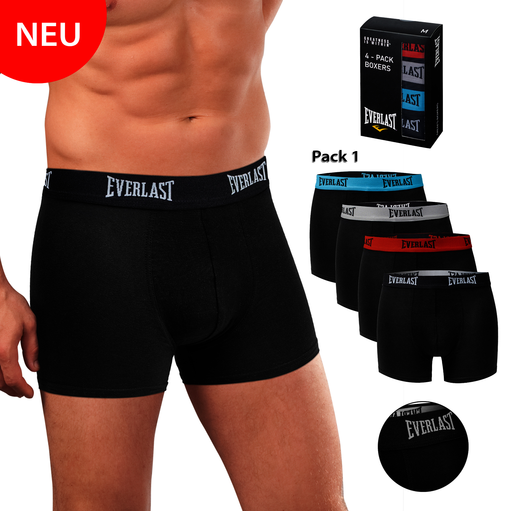 Everlast Herren Pants BM004, 4er-Pack, Baumwollmischung, uni, Gr.XL