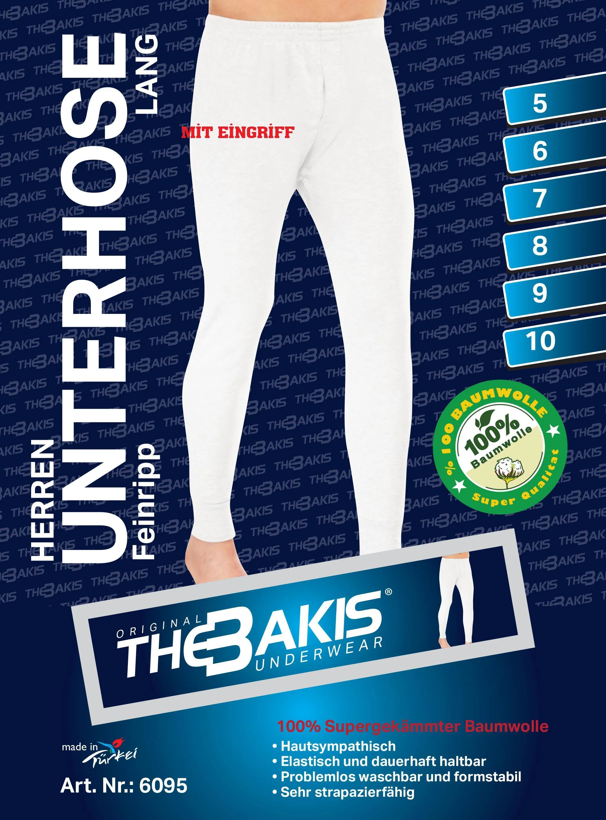 Herren Thermo Unterhose Weiß, Größe 8