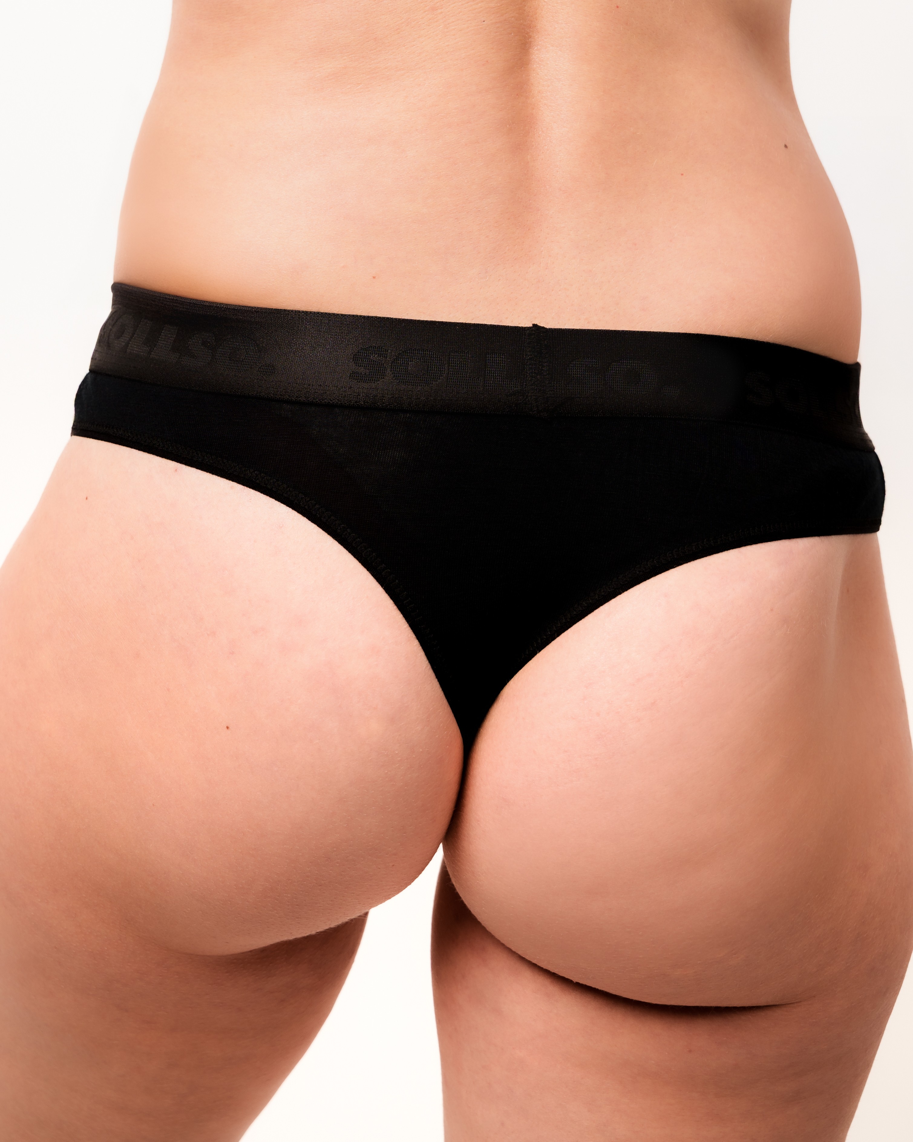 Damen Tanga, Bambusviskose, 3er-Pack, Schwarz/Weiß/Grau, Gr.S
