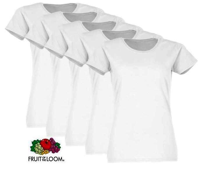 FRUIT OF THE LOOM  Valueweight Damen-T-Shirt, 5er-Pack, weiß, Gr.L