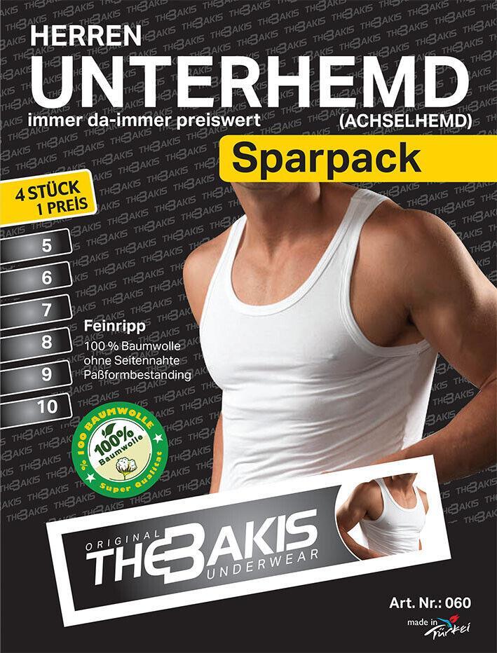 Herren Unterhemd 4er Pack Feinripp Farbe: weiß, Größe 13