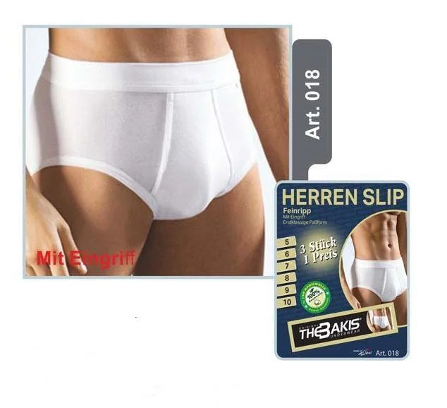 Herren Slip mit Eingriff 3er Pack Feinripp Farbe: weiß Größe 8