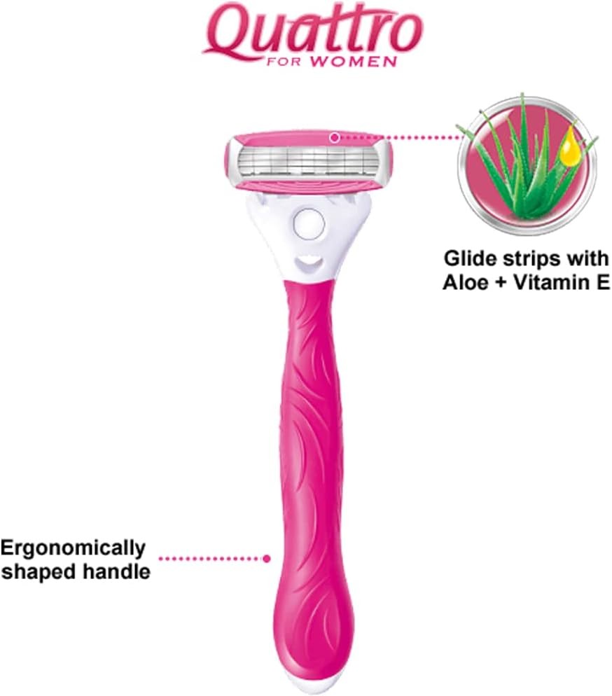 Wilkinson Quattro for Woman, XXL-Pack, Rasierer + 8 Klingen