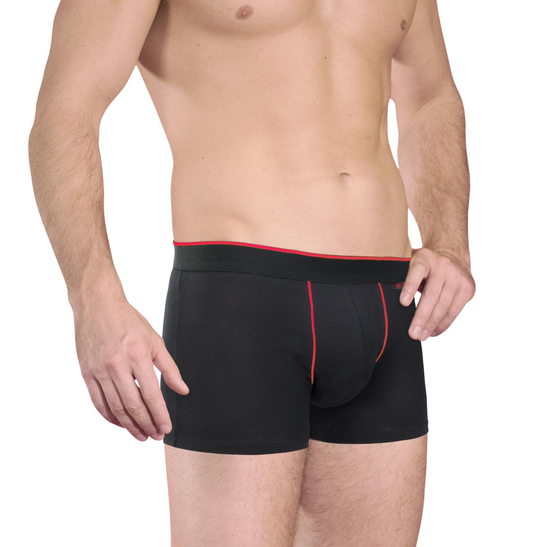 Herren Pants 27439, Schwarz mit versch. farbigen Paspeln, 4er-Pack, Gr.8
