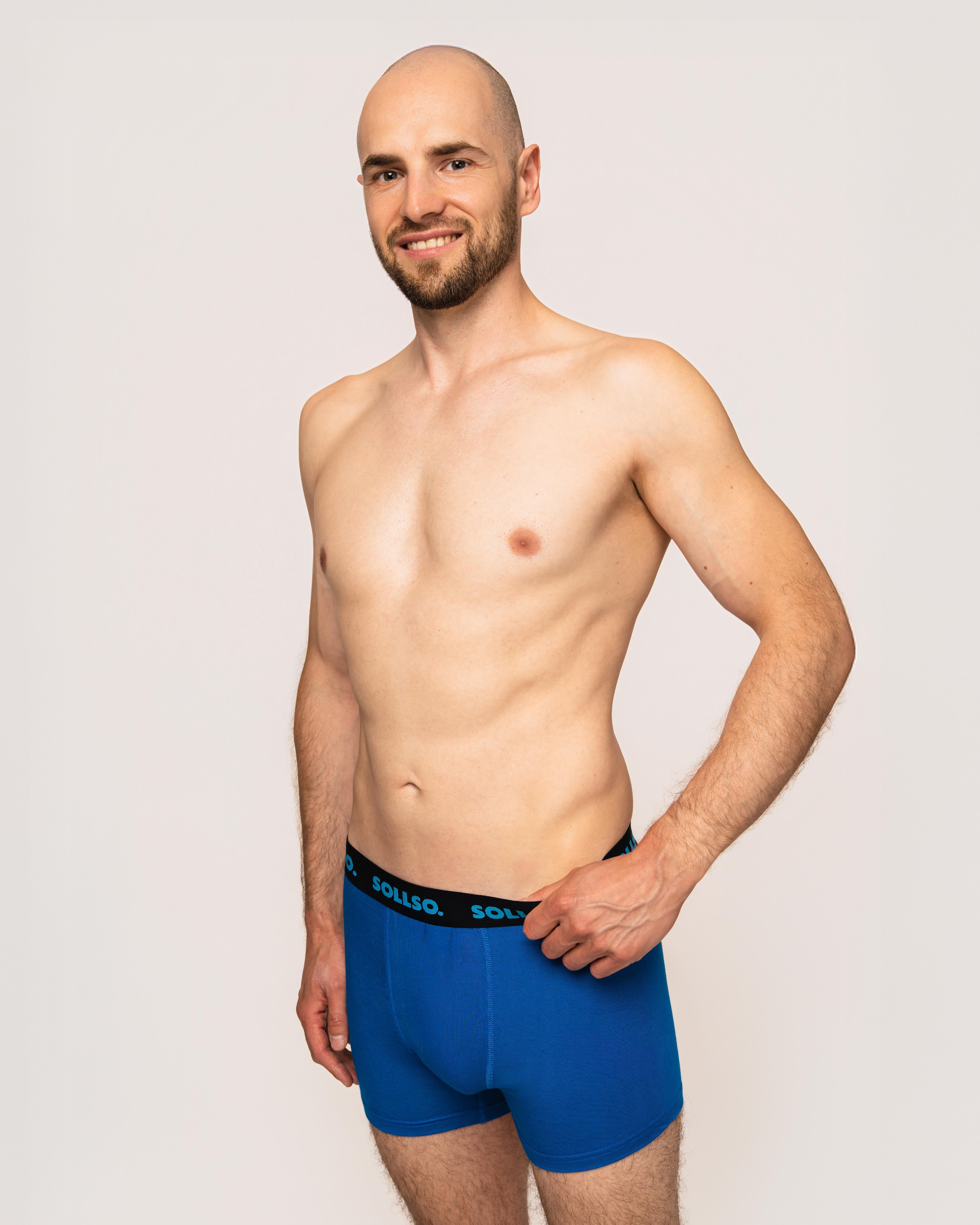 3er Pack Herren Boxershort, Bambusviskose, Blau, Gr.3XL