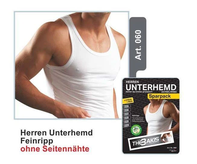 Herren Unterhemd 4er Pack Feinripp Farbe: weiß, Größe 6