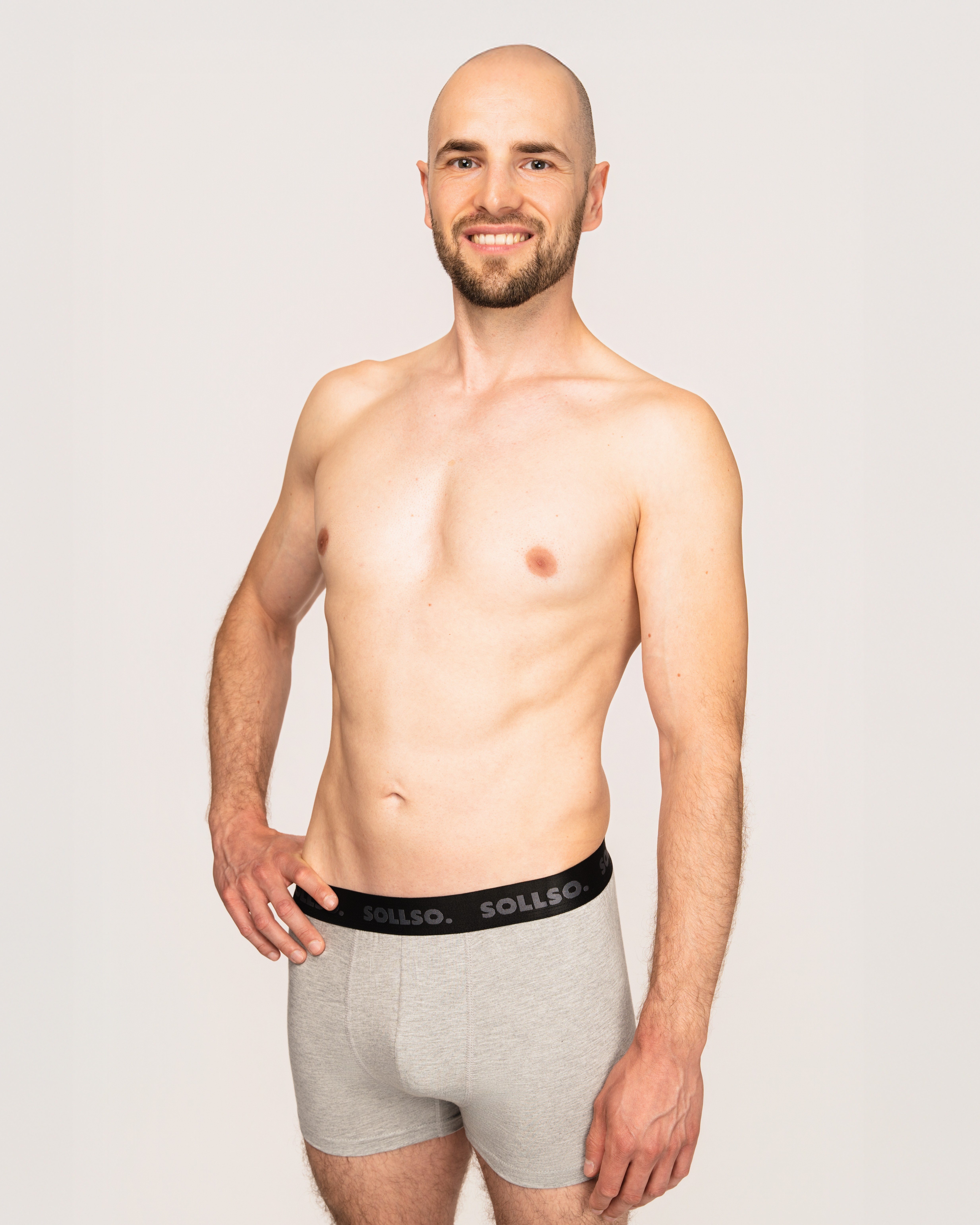 3er Pack Herren Boxershort, Bambusviskose, Grau Melliert, Gr.S