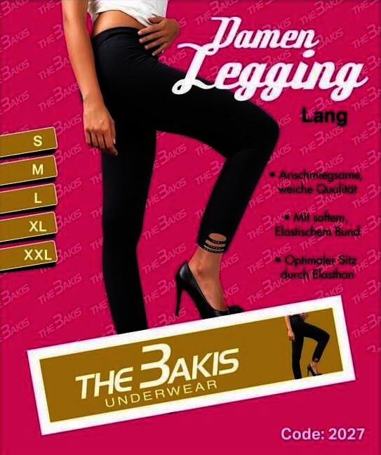 Damen Legging 2027  lang, Schwarz, Baumwollmischung, Gr.M