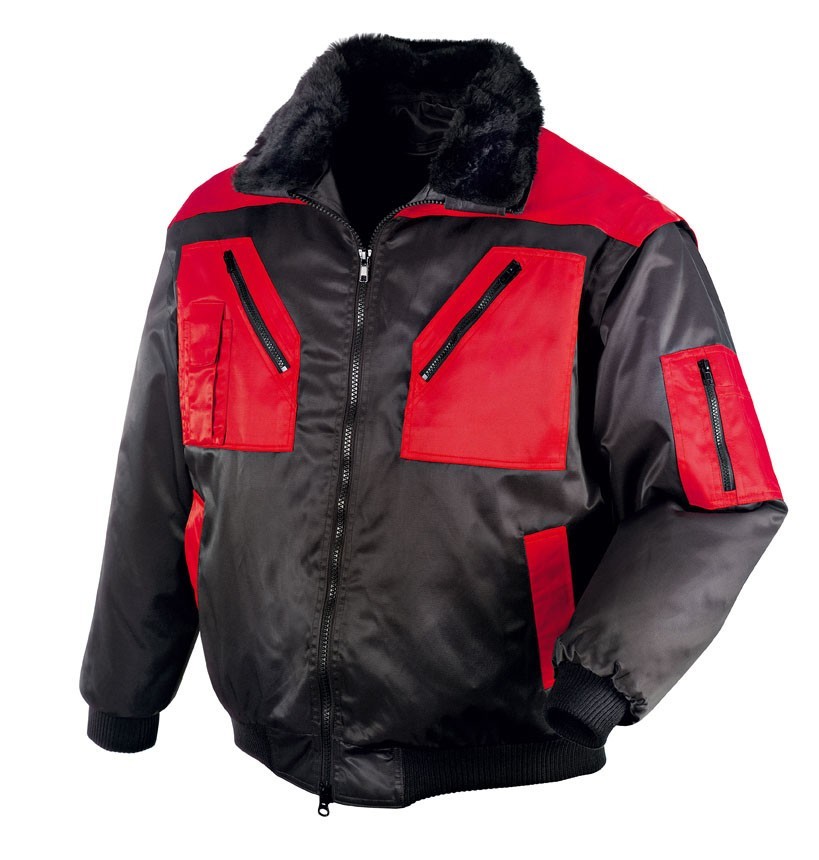 teXXor Piloten Oslo Arbeitsjacke mit abnehmbaren Ärmeln schwarz/rot, 4180, Größe 5XL