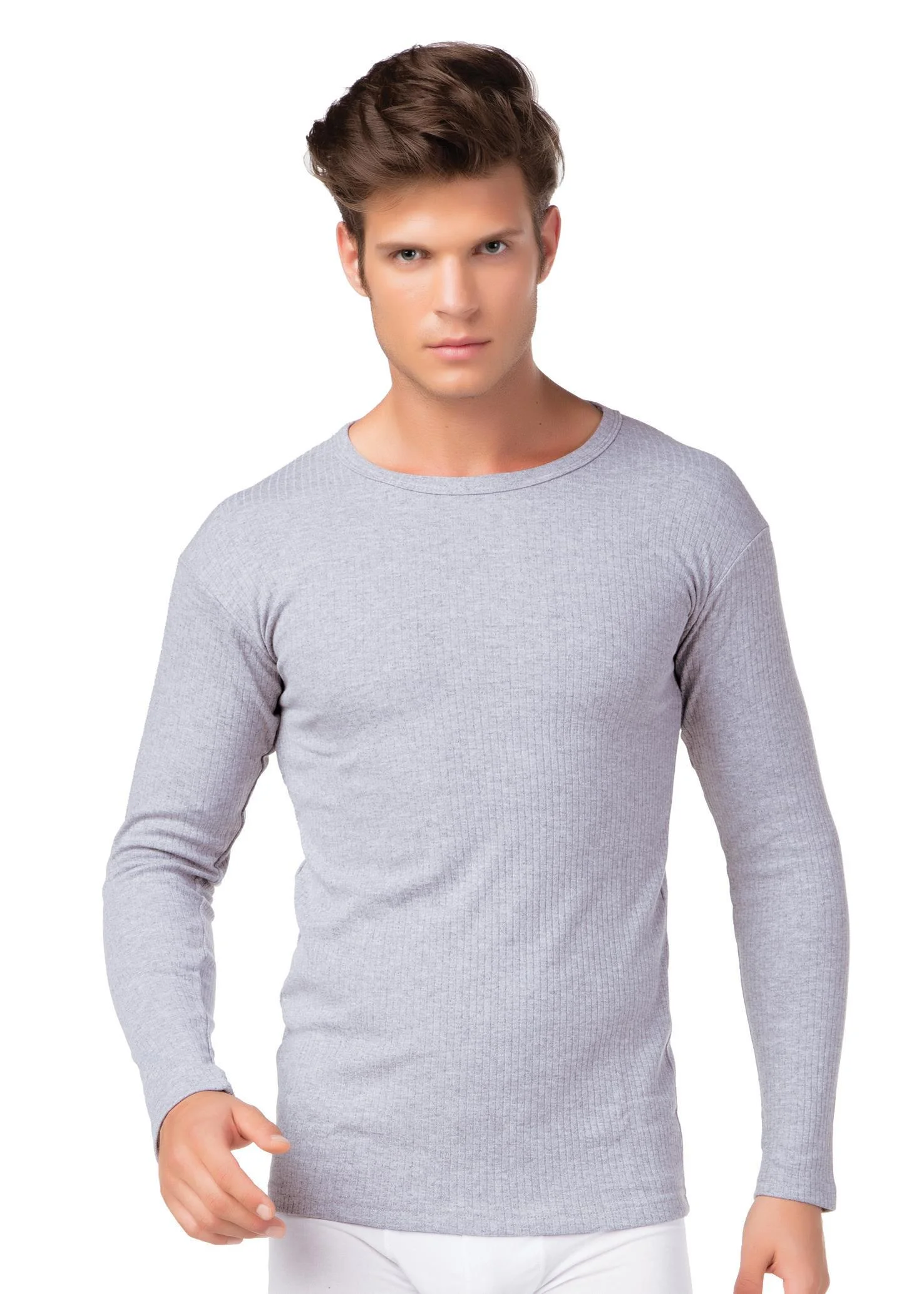 Herren Thermo Unterhemd , lang, Farbe grau melange, Größe 7