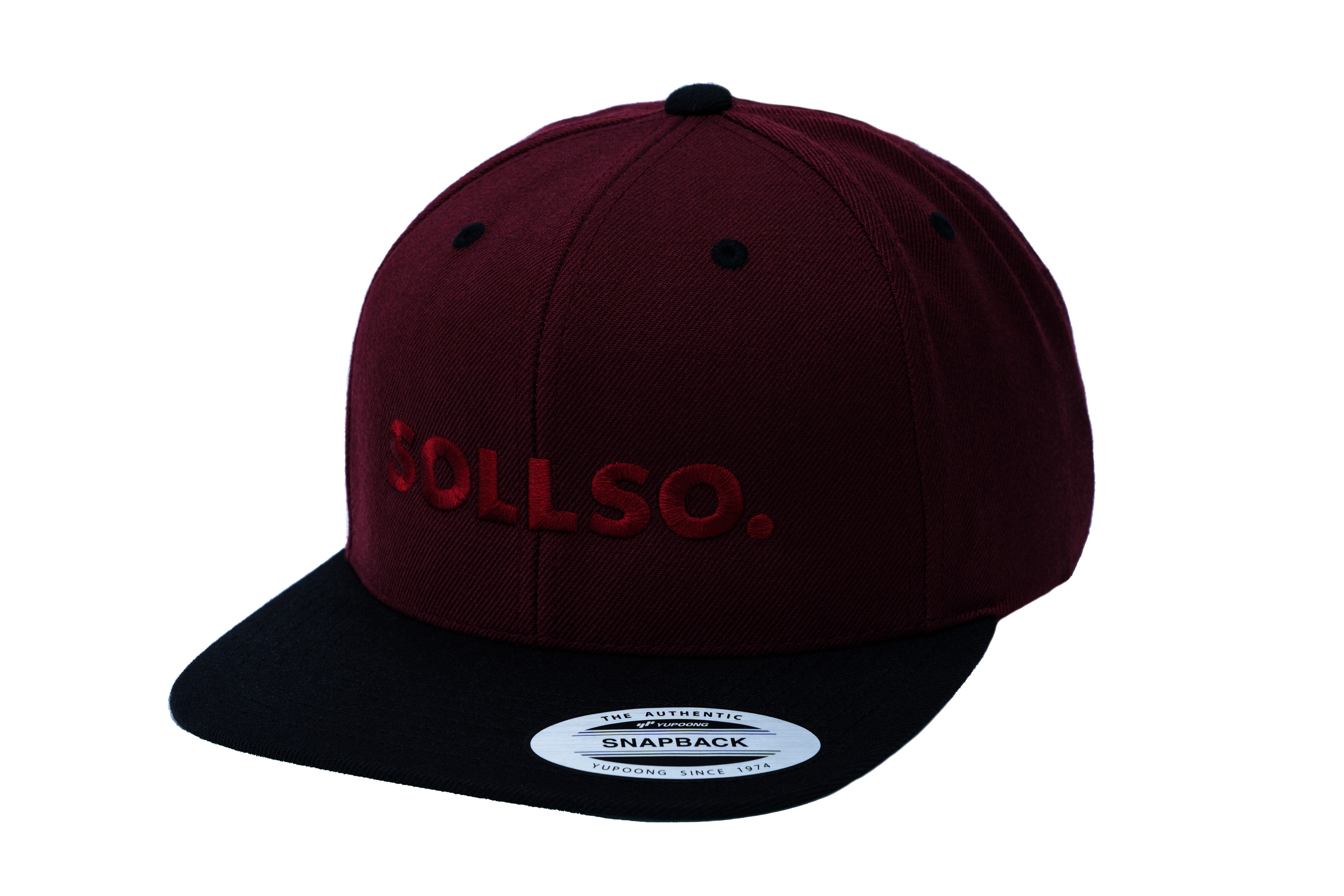 SOLLSO. Classic Snapback 2-Tone Cap, Maroon-Black