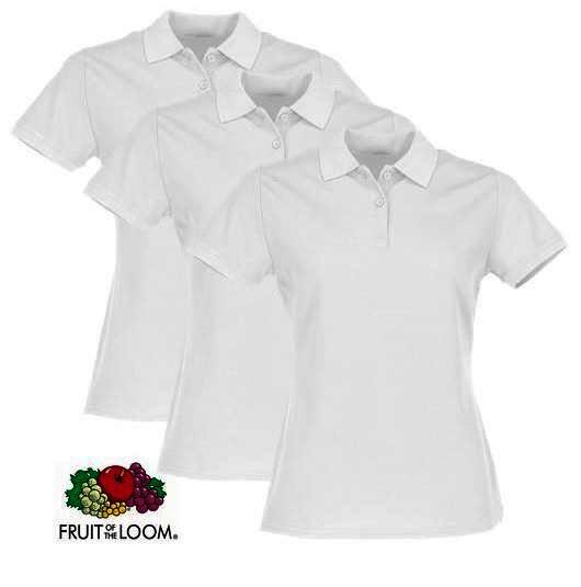 FOTL  Damen Premium-Poloshirt, 3er-Pack, weiß, Gr.S