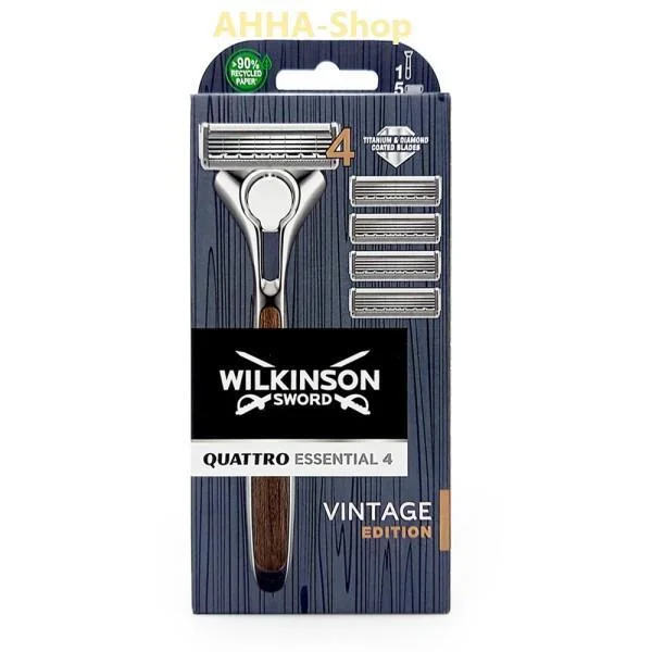 Wilkinson Quattro Essential VINTAGE Rasierer + 5 Klingen