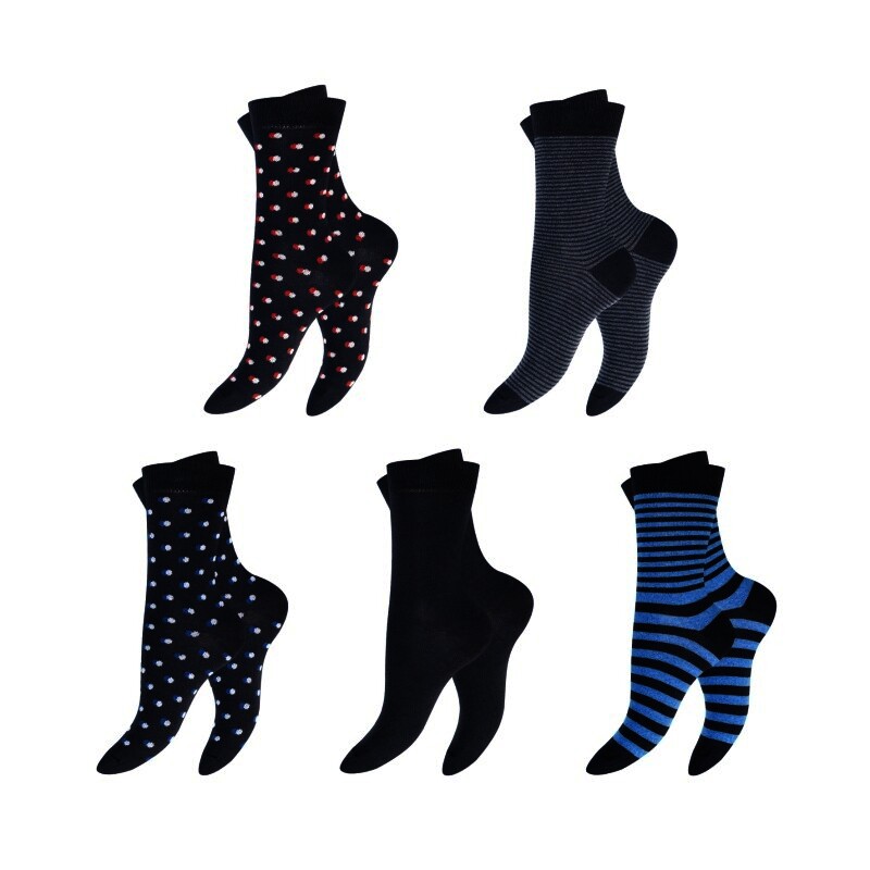 Damen Socken 63103, gemustert/uni, 5er-Pack, Gr.39/42