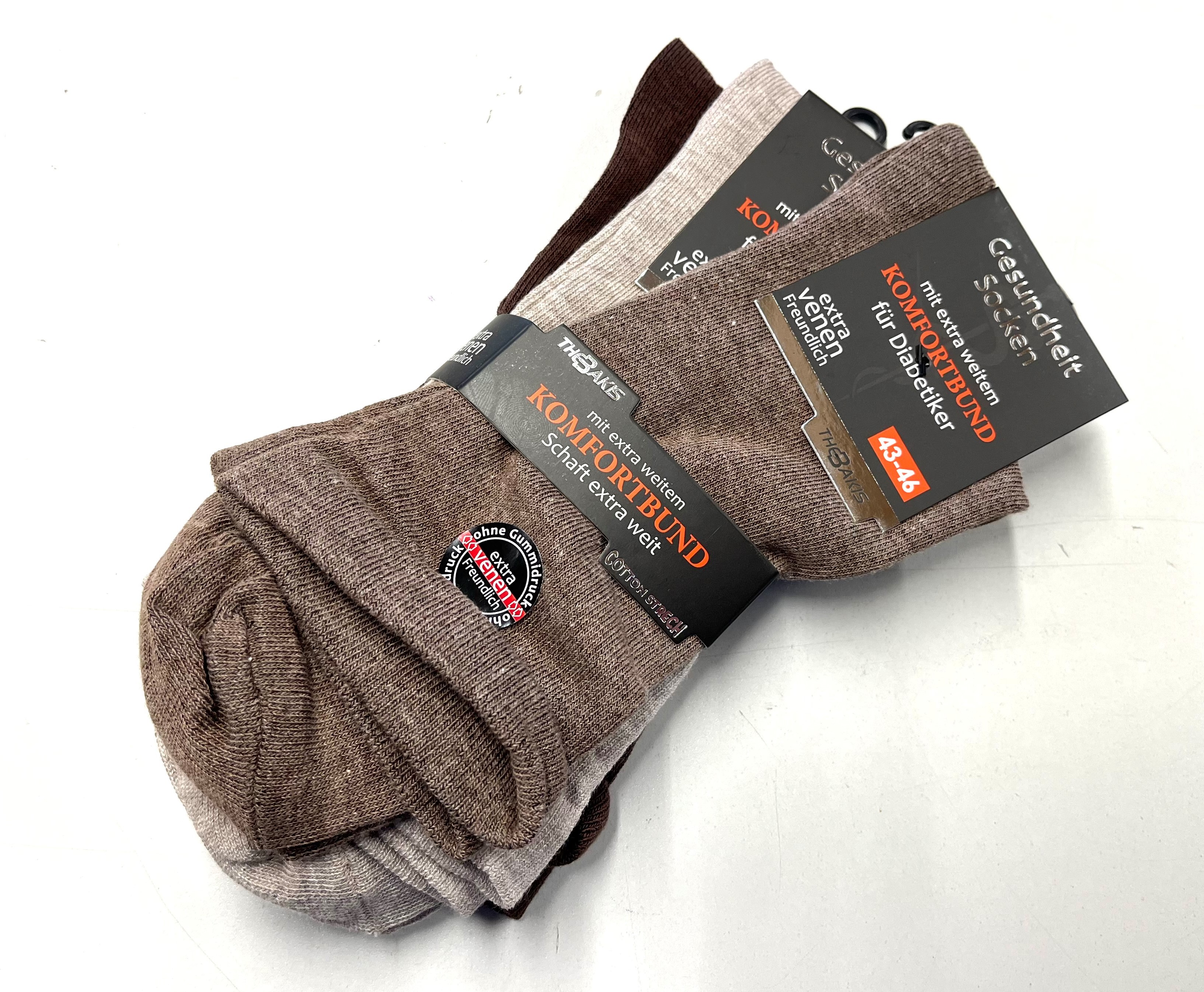 Diabetikersocken ohne Gummizug mit extra weitem Bund, Brauntöne, Gr.39-42, 12er Pack Diabetikersocken ohne Gummizug mit extra weitem Bund, Brauntöne, Gr.39-42, 12er Pack