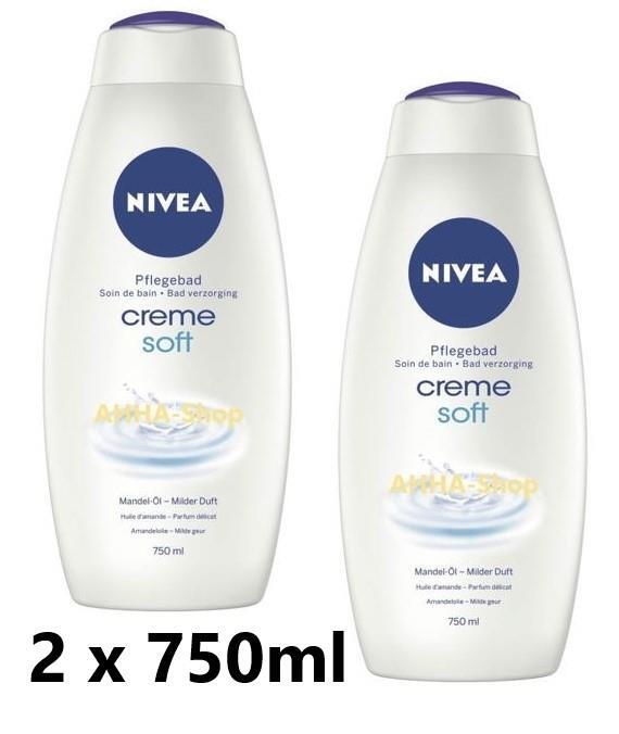 NIVEA Creme Soft Bad, 2 x 750ml Flasche