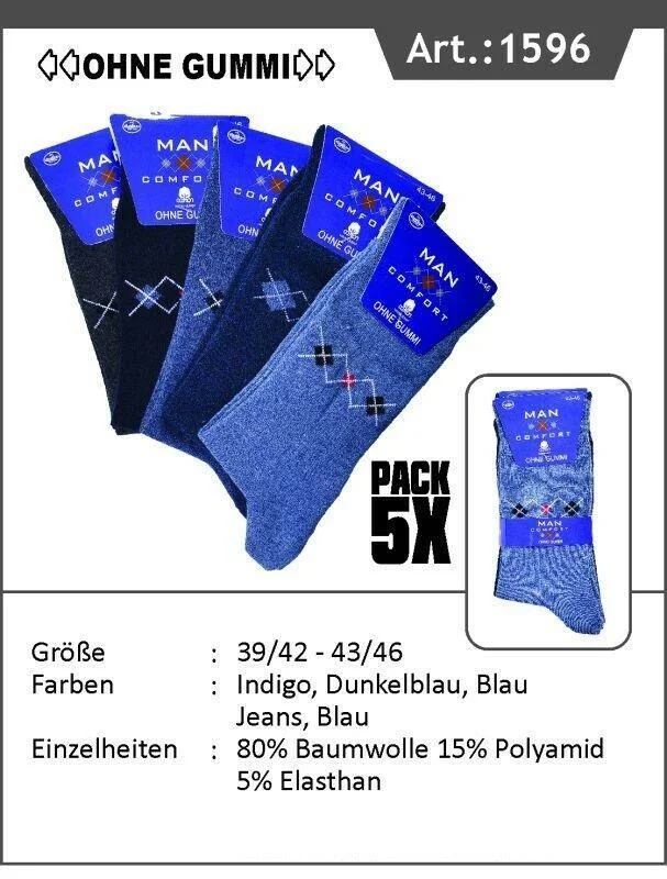 Herren Socken ohne Gummizug "Mehrfarbig", Art. 1596, Gr.39-42, 10er-Pack