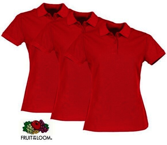 FOTL  Damen Premium-Poloshirt, 3er-Pack, rot, Gr.S