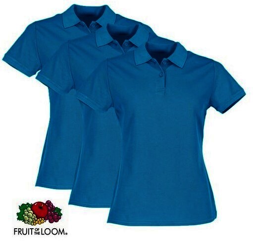 FOTL  Damen Premium-Poloshirt, 3er-Pack, azurblau, Gr.XS