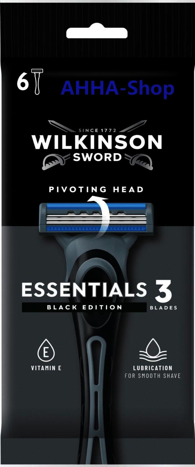 Wilkinson Extra 3 Essentials Black, Einwegrasierer, 6er Pack