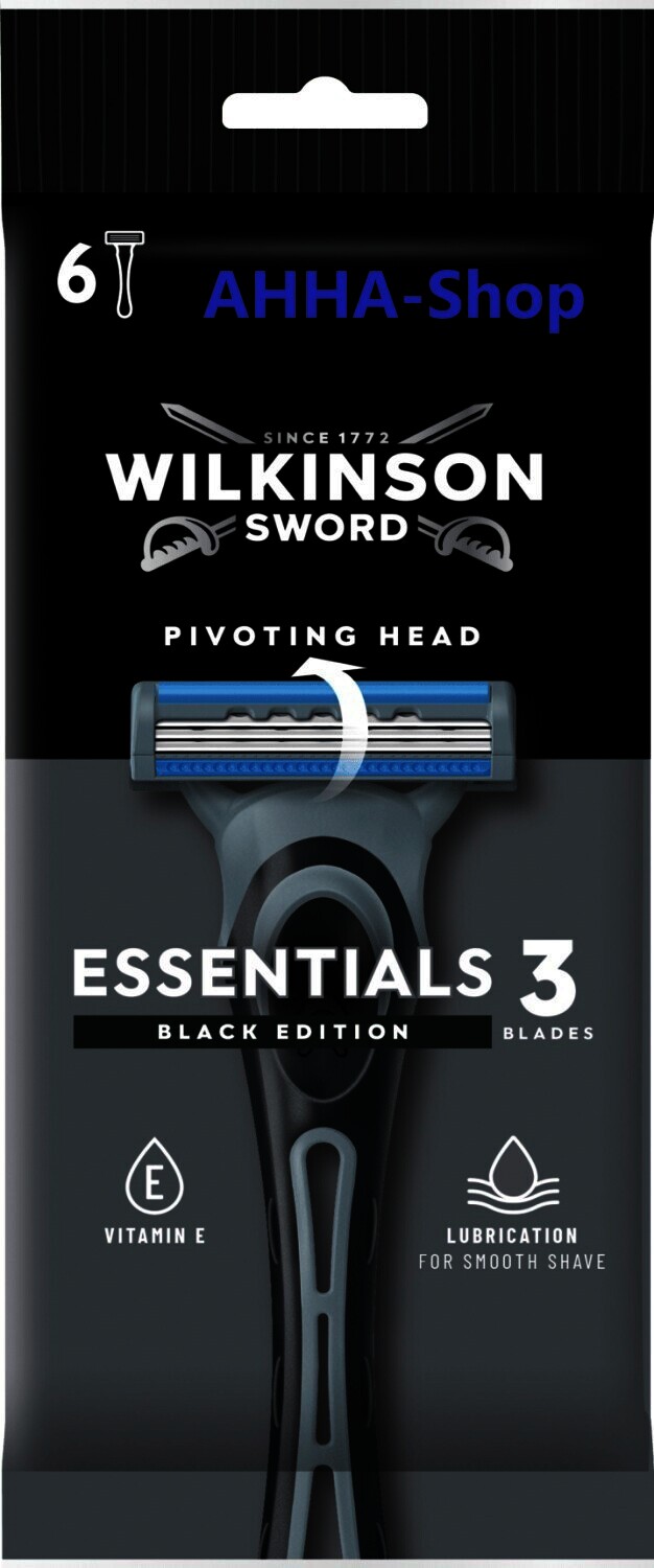 Wilkinson Extra 3 Essentials Black, Einwegrasierer, 6er Pack