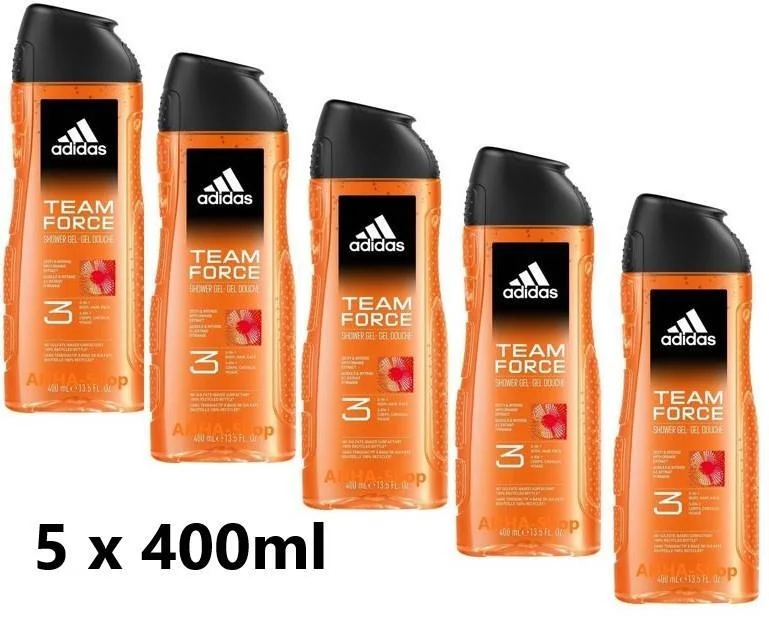 Adidas Men 3 in 1 Duschgel „Team Force„ 5 x  400 ml