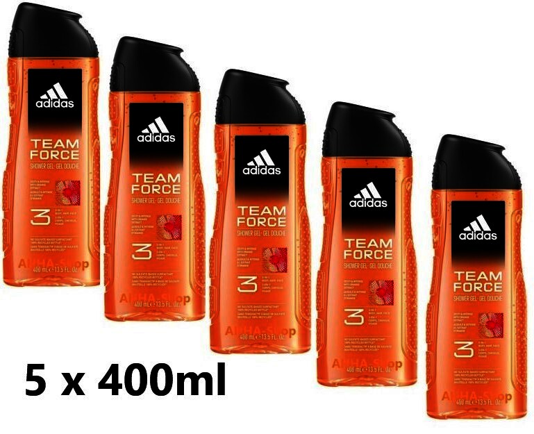 Adidas Men 3 in 1 Duschgel „Team Force„ 5 x  400 ml